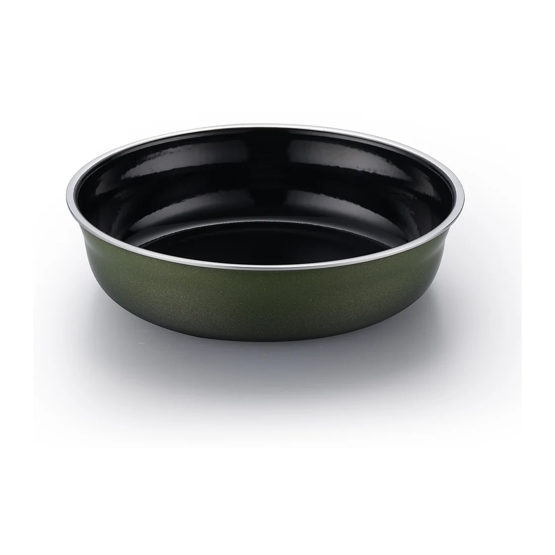 Green low-profile enameled cast iron braiser