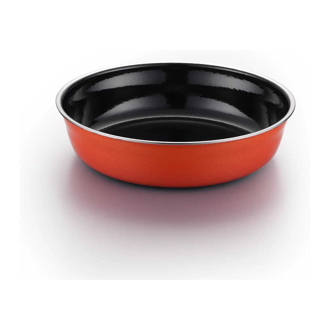 Orange low-profile enameled cast iron braiser