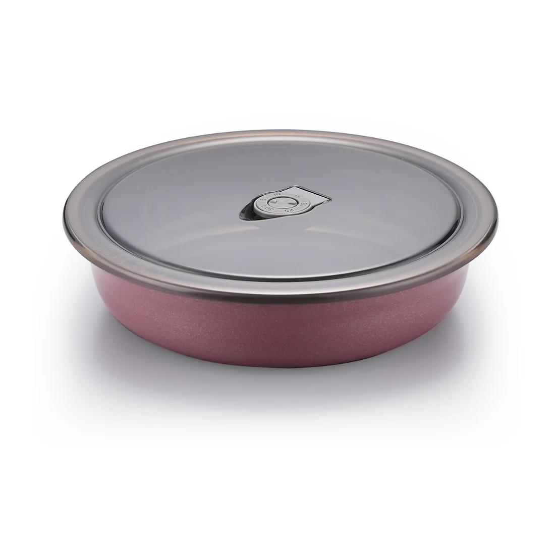 Pink low-profile enameled cast iron braiser