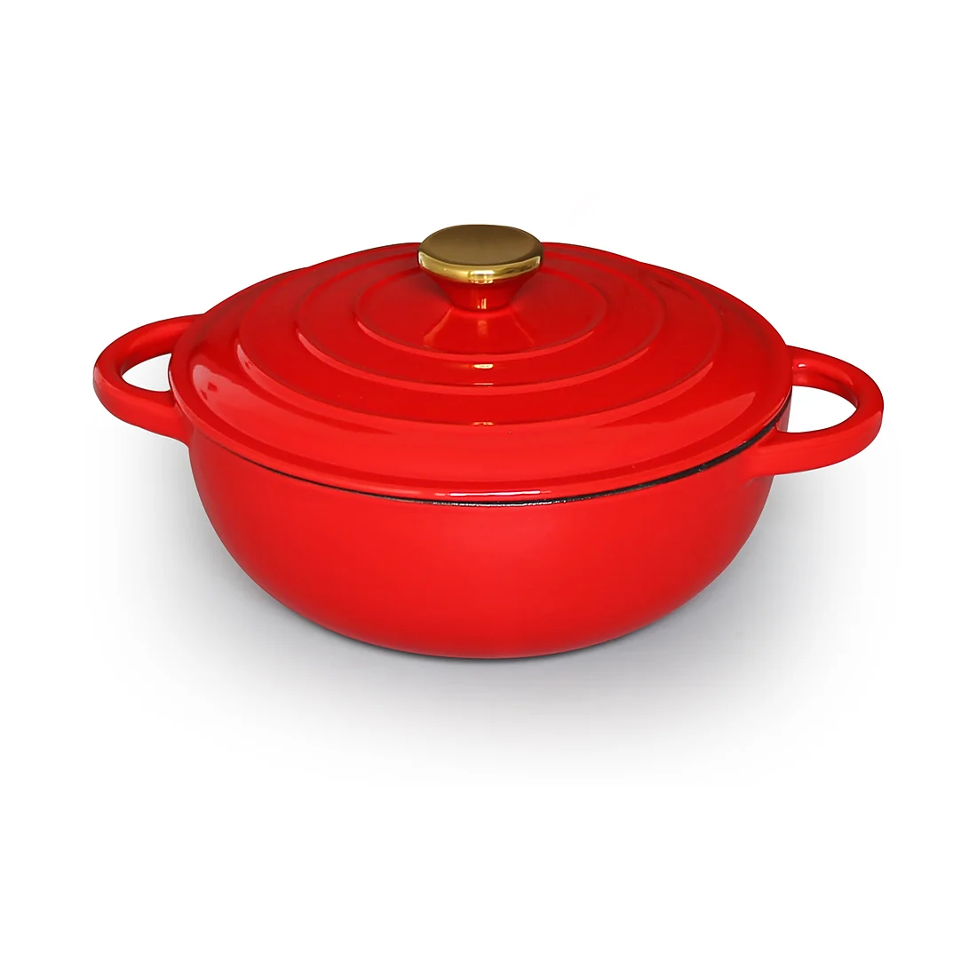 Burgundy enameled cast iron casserole