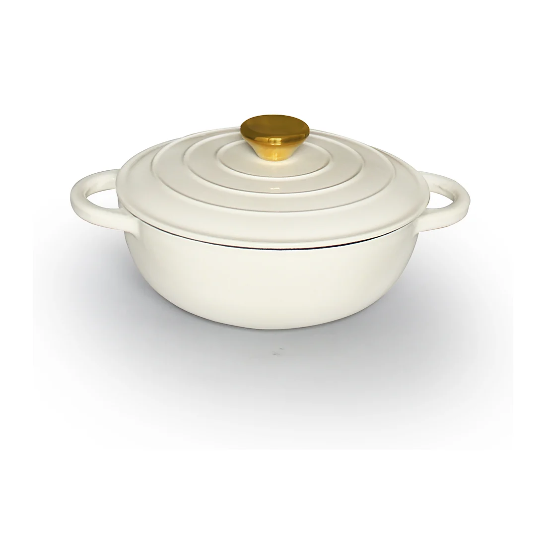 Cream enameled cast iron casserole with lid