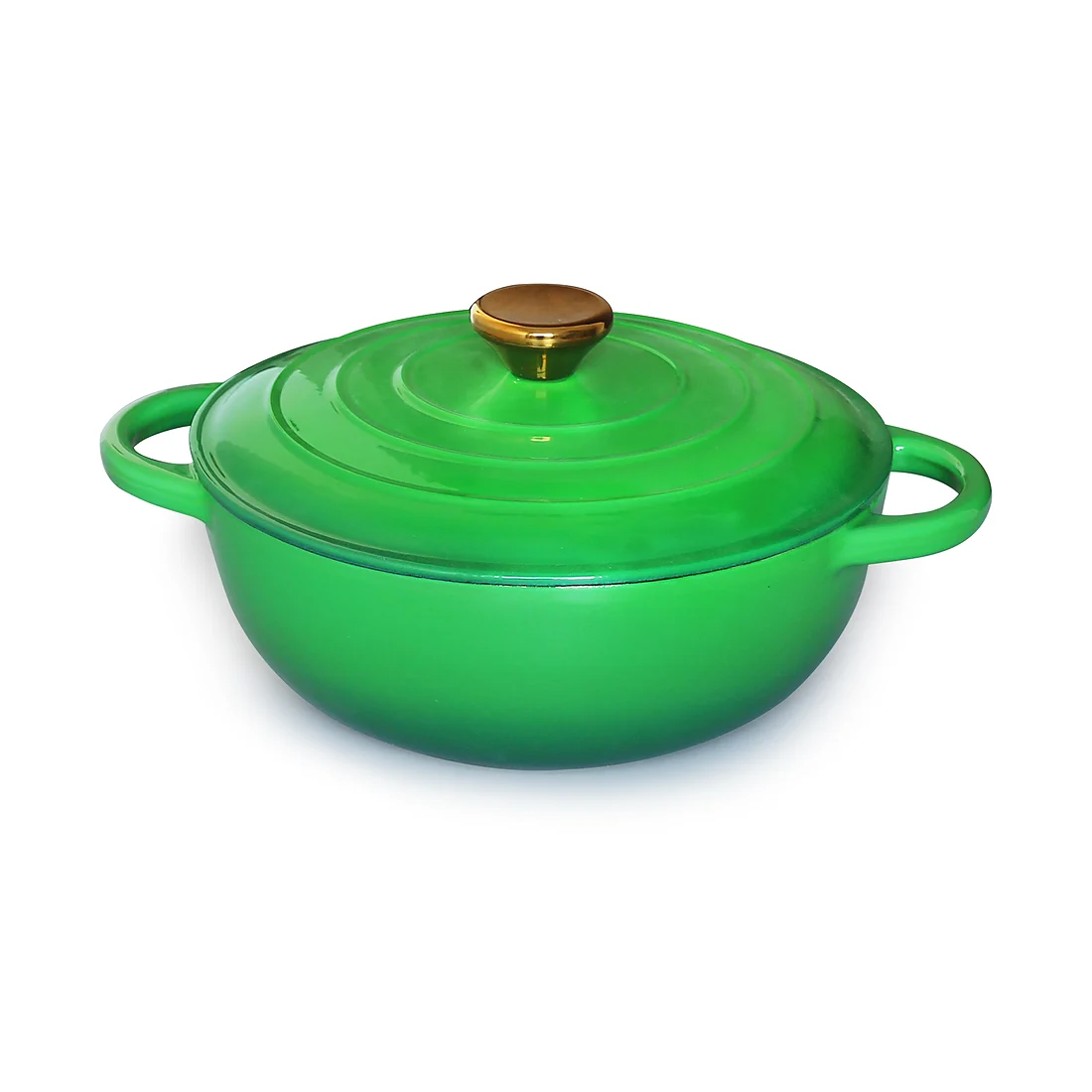 Green enameled cast iron casserole