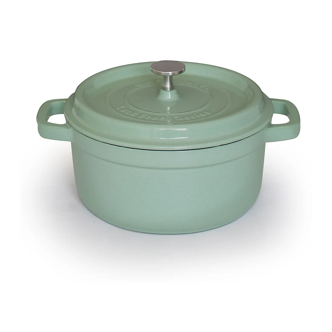 Sage green enameled cast iron Dutch oven