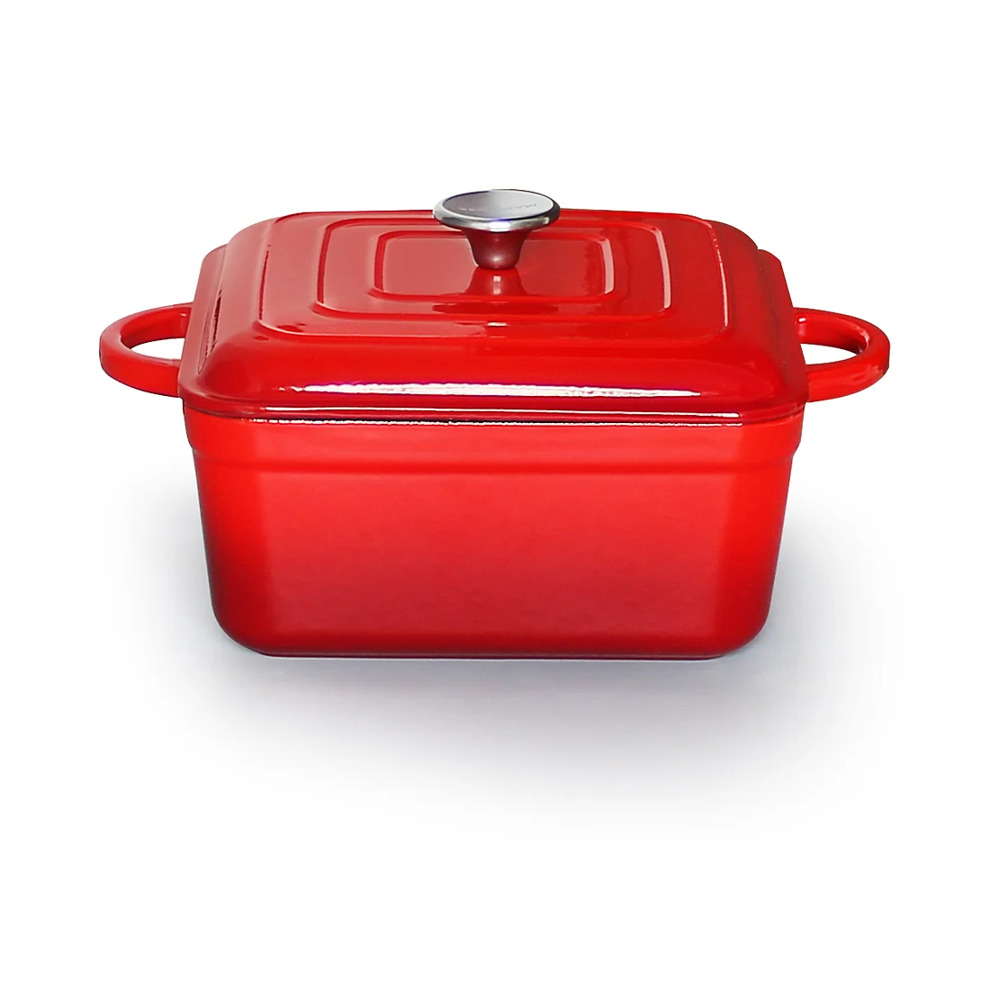 Red square enameled cast iron Dutch oven