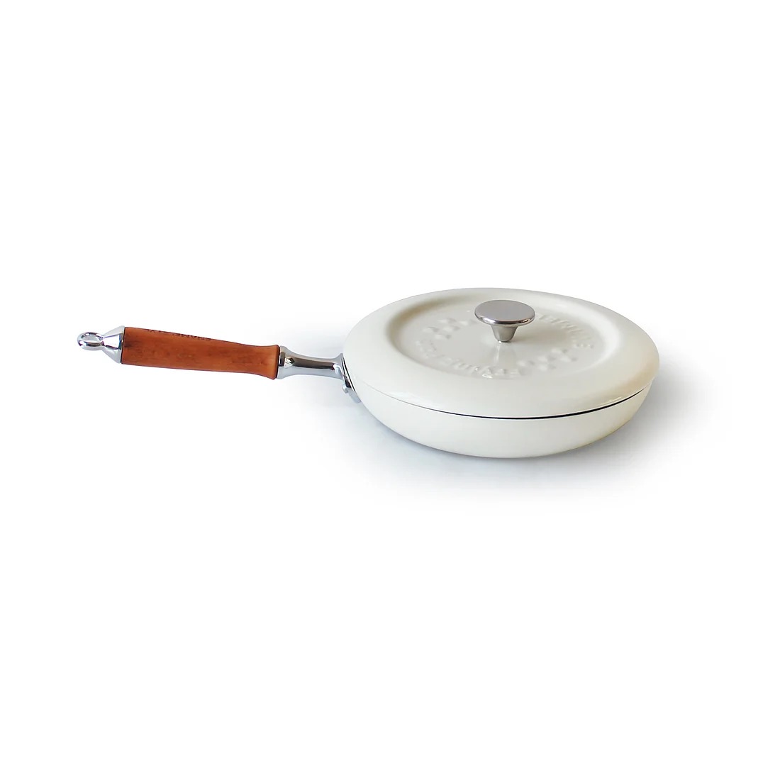 Cream enameled cast iron skillet