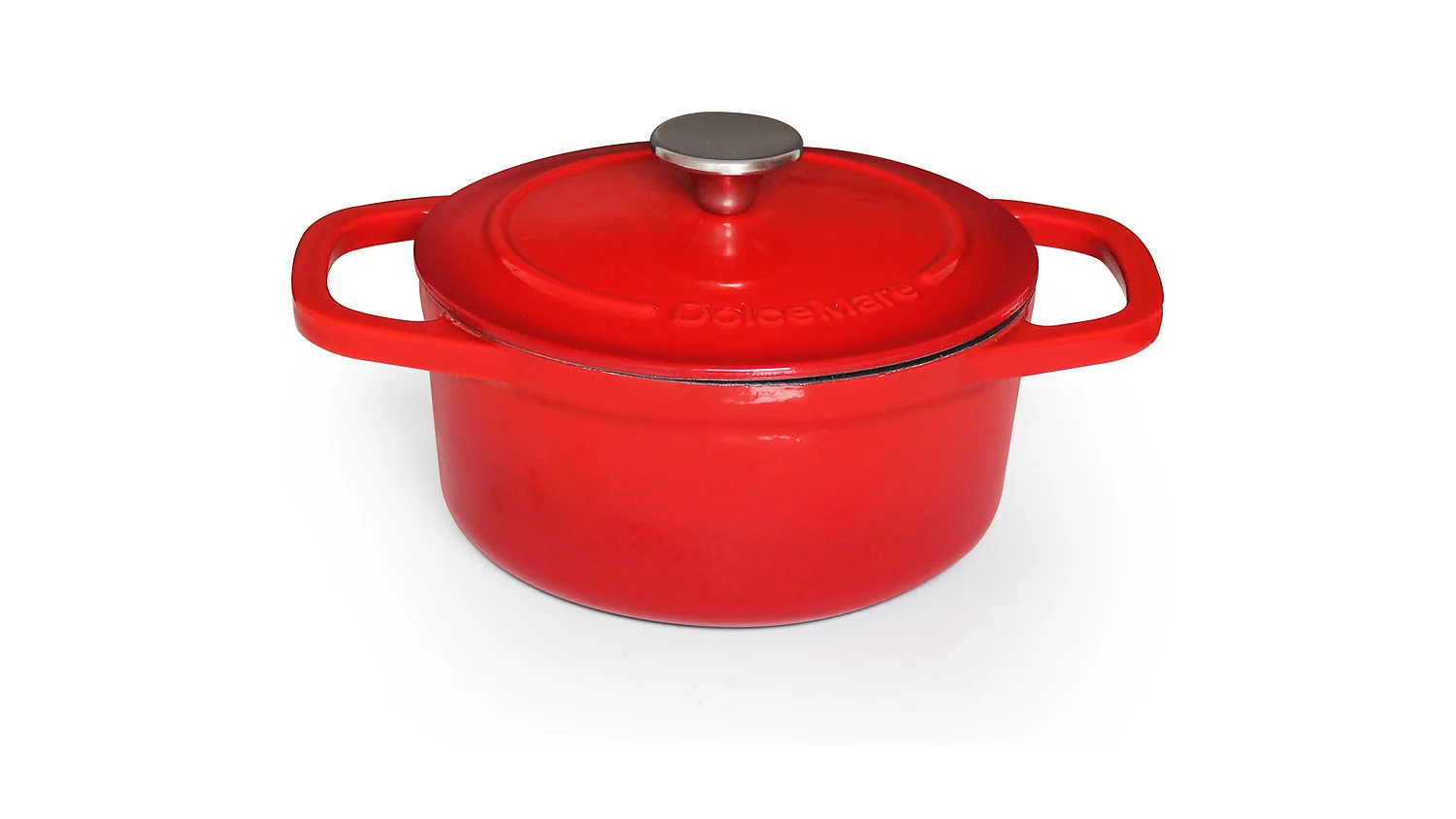 Cream and sage green enameled cast iron casseroles for private label cookware