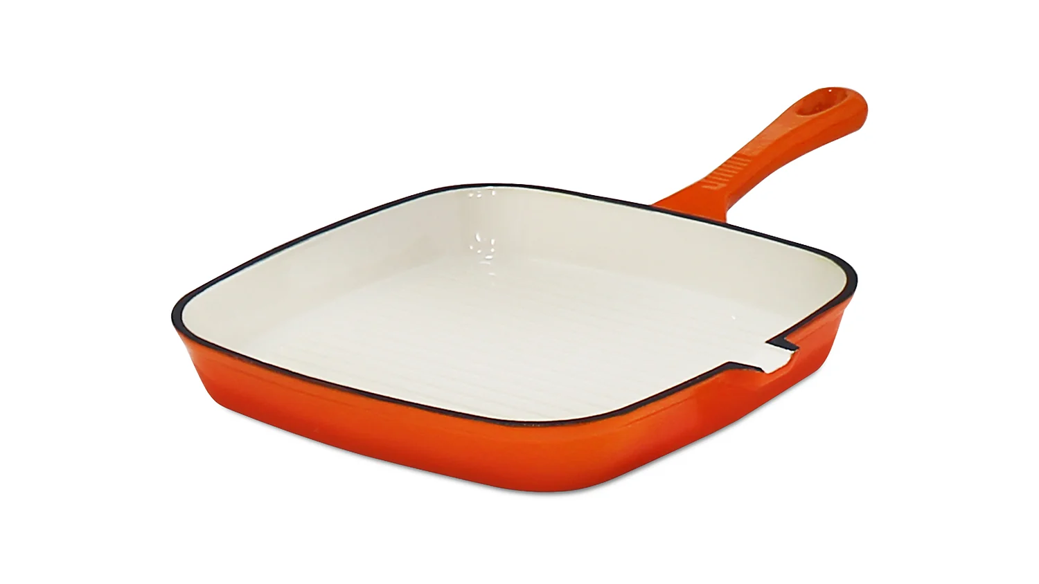 Navy enameled cast iron grill pan with black ridged cooking surface